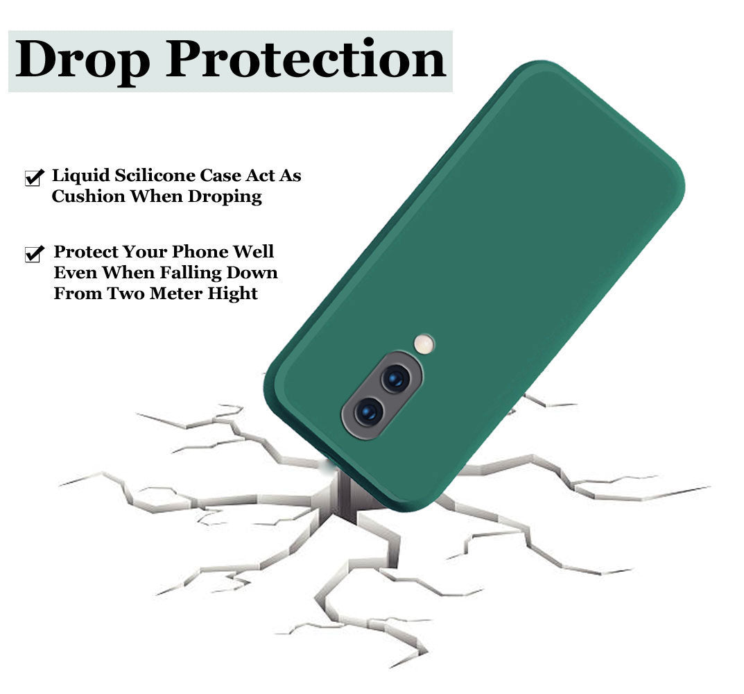OnePlus 6t Liquid Silicone Back Cover Case With TPU & Matte Finish - Dark Green