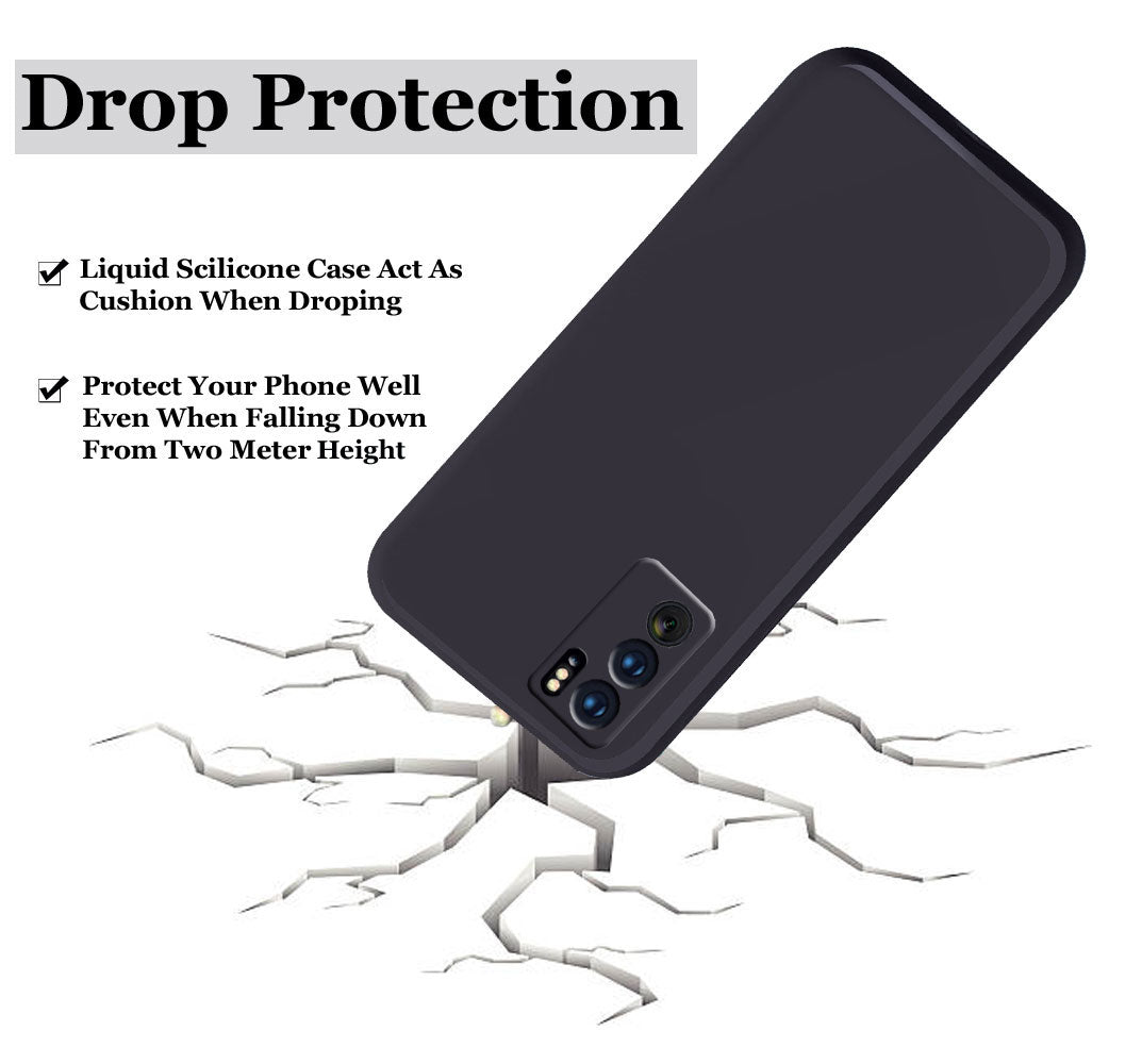 Reno 6 Pro Liquid Silicone Back Cover Case With TPU & Matte Finish - Black