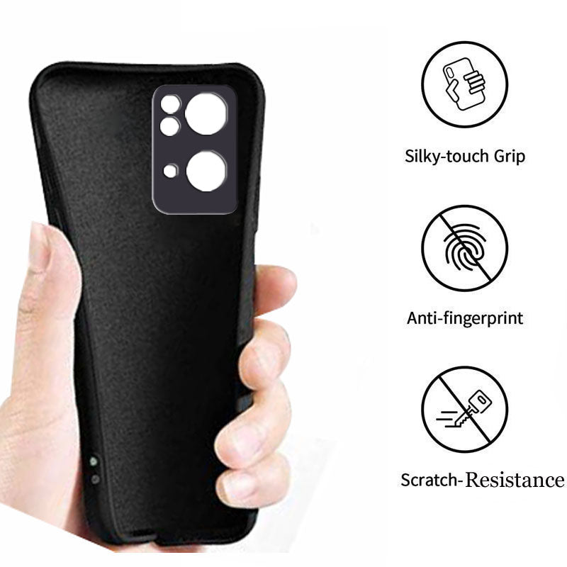 Reno 7 Pro Liquid Silicone Back Cover Case With TPU & Matte Finish - Black