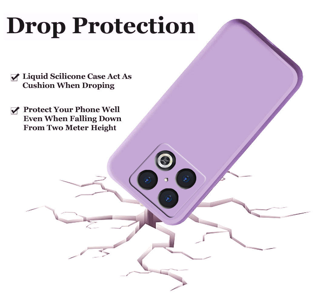 Oneplus 10 Pro Liquid Silicone Back Cover Case With TPU & Matte Finish - Purple