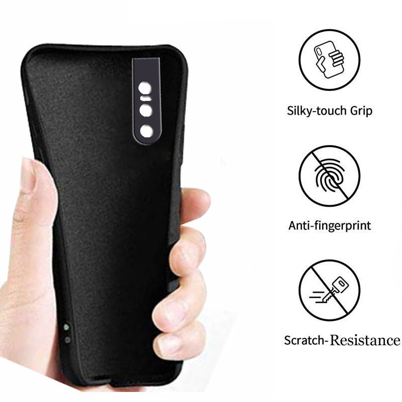 Vivo V15 Pro Liquid Silicone Back Cover Case With TPU & Matte Finish - Black