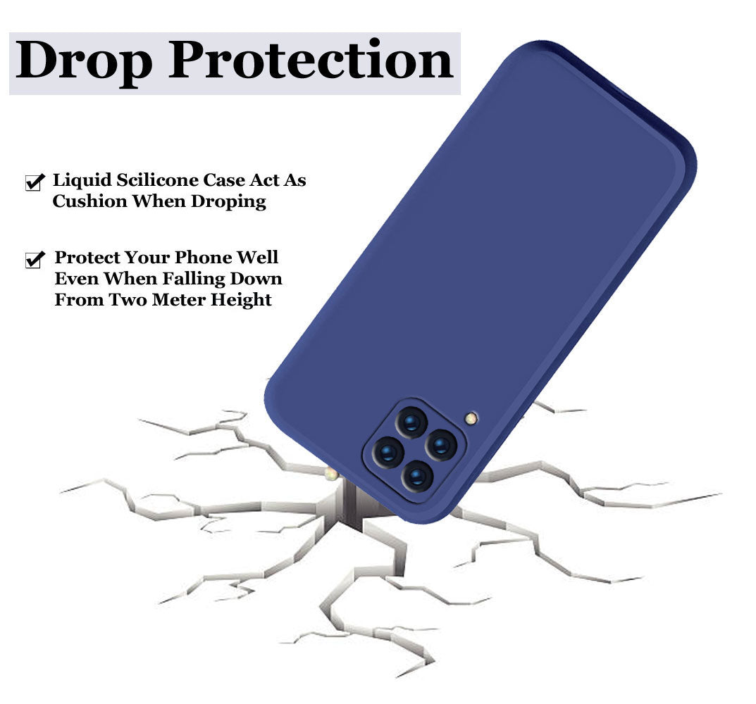 Samsung Galaxy M33 5G Liquid Silicone Back Cover Case With TPU & Matte Finish - Blue