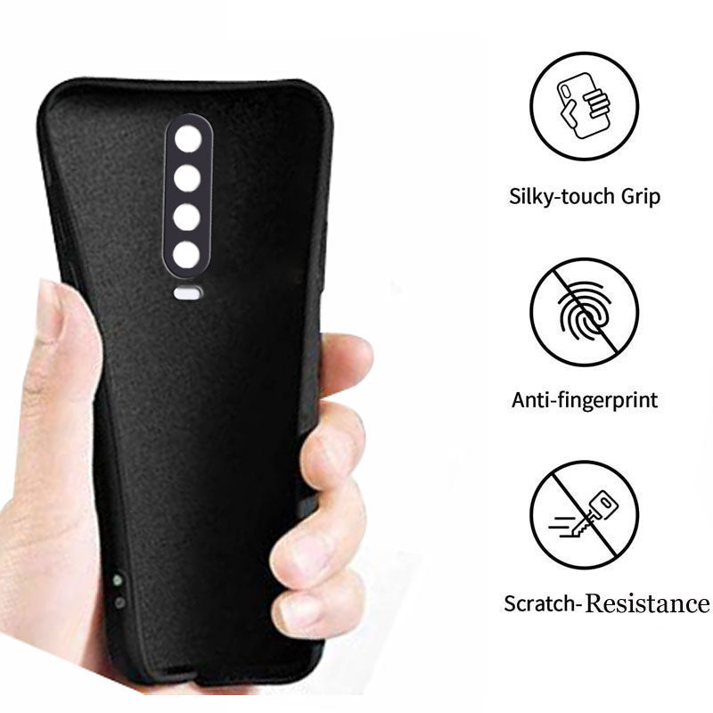 Poco X2 Liquid Silicone Back Cover Case With TPU & Matte Finish - Black