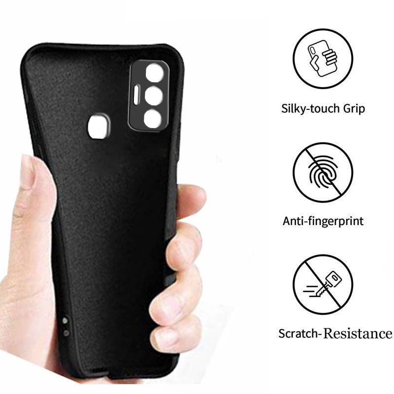 Tecno Spark 7 Liquid Silicone Back Cover Case With TPU & Matte Finish - Black