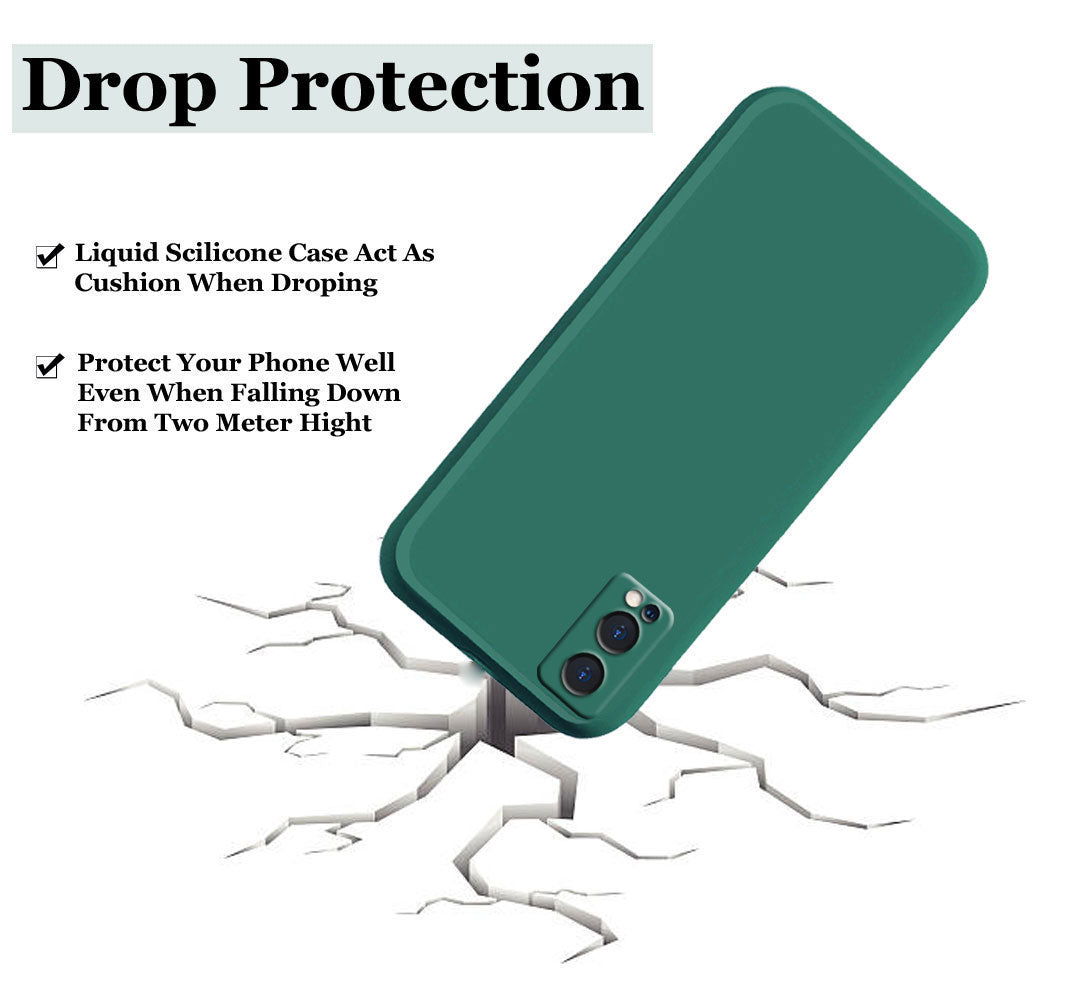 Oneplus Nord 2 5g Liquid Silicone Back Cover Case With TPU & Matte Finish - DarkGreen