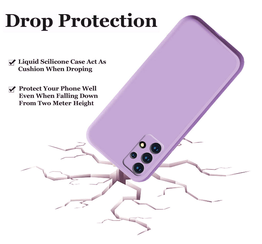 Samsung Galaxy A52 / A52s 5G Liquid Silicone Back Cover Case With TPU & Matte Finish - Purple