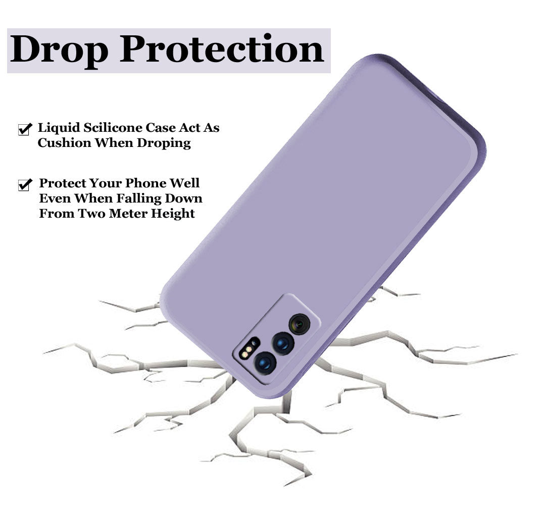 Reno 6 Pro Liquid Silicone Back Cover Case With TPU & Matte Finish - Light Purple