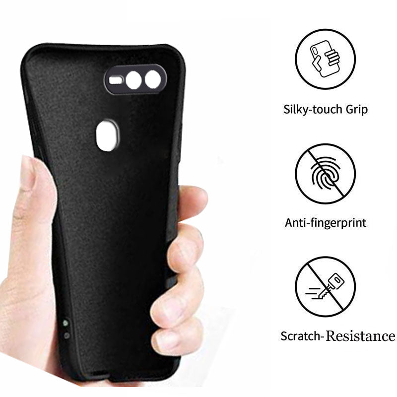 Oppo F9 Pro Liquid Silicone Back Cover Case With TPU & Matte Finish - Black
