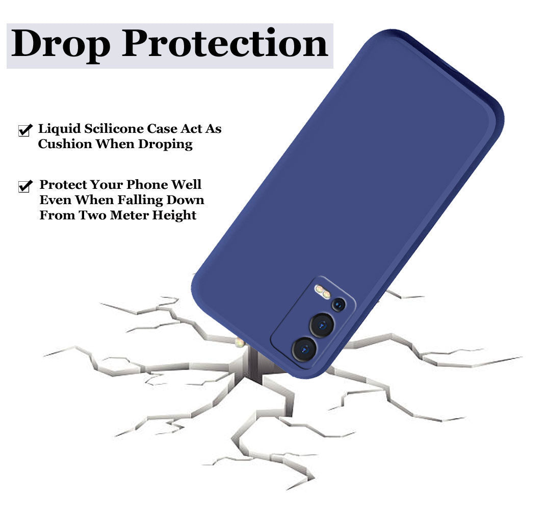 Liquid Silicone Back Cover Case With TPU & Matte Finish Oppo A55 5G - Blue