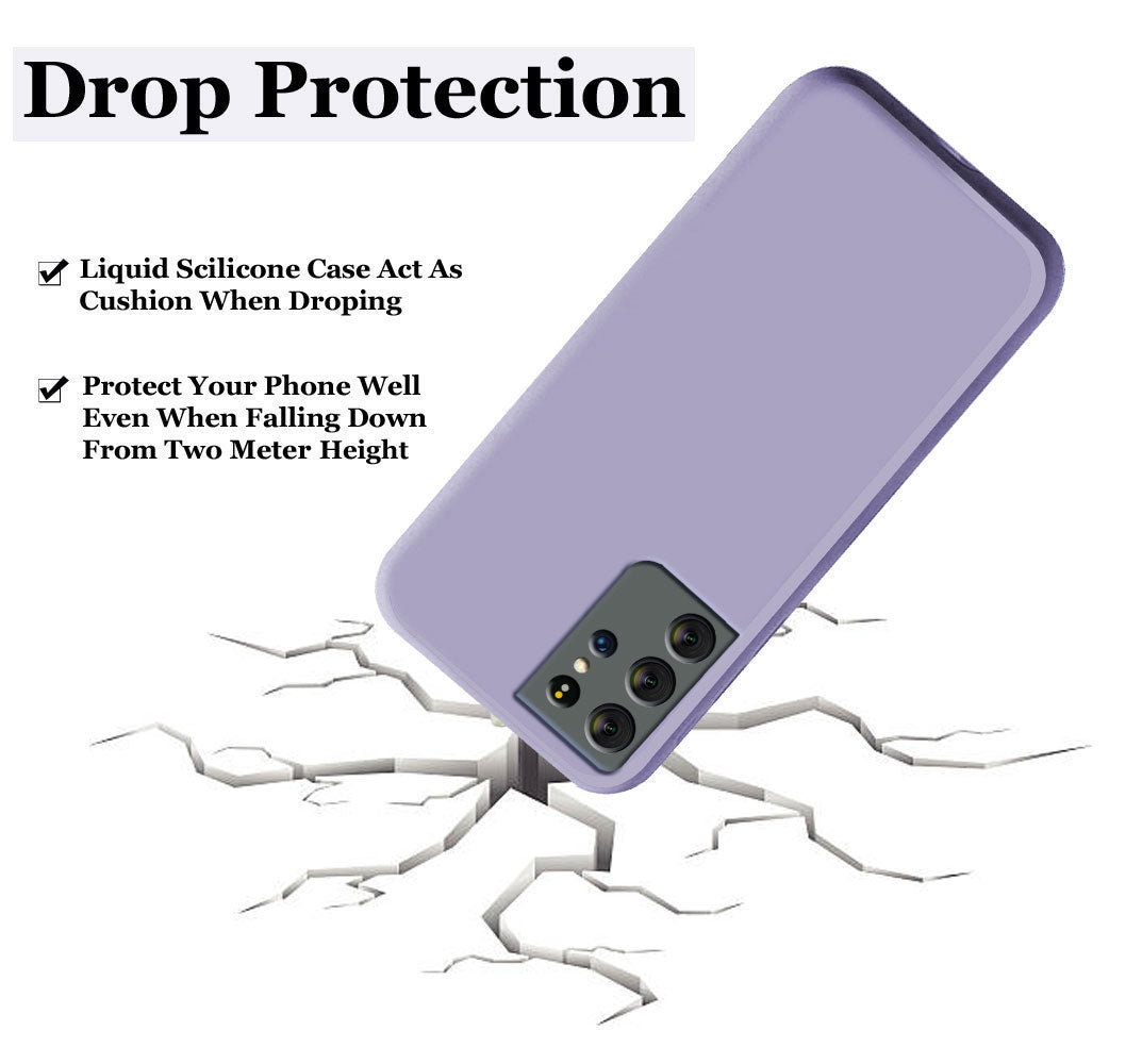 Samsung S21 Ultra Liquid Silicone Back Cover Case With TPU & Matte Finish - Purple