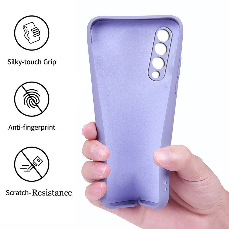 Samsung A50 Liquid Silicone Back Cover Case With TPU Matte Finish Purple