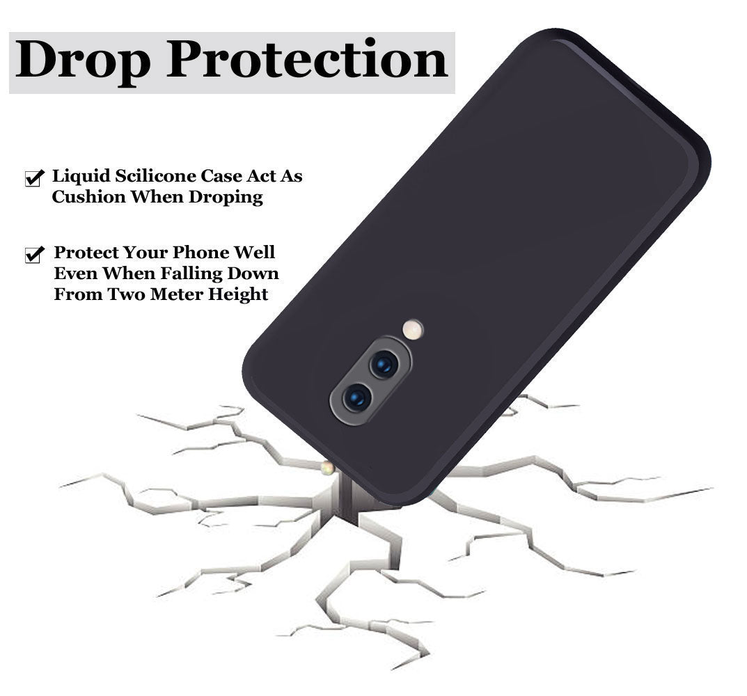 OnePlus 6t Liquid Silicone Back Cover Case With TPU & Matte Finish - Black