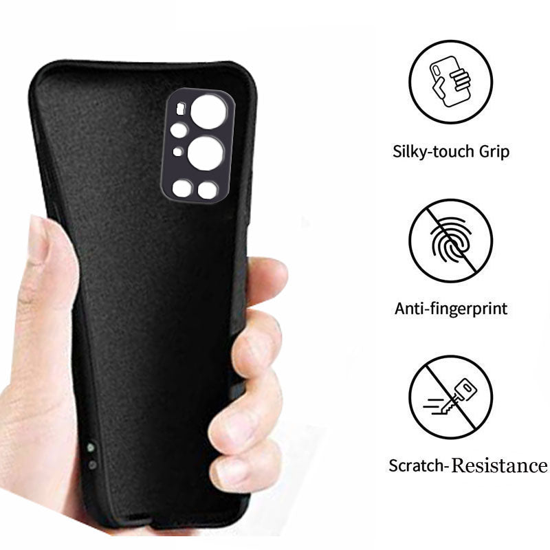 Oneplus 9 Pro Liquid Silicone Back Cover Case With TPU & Matte Finish - Black