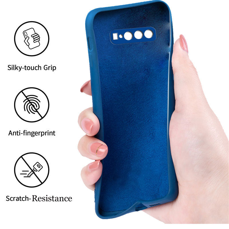 Samsung Galaxy S10 Liquid Silicone Back Cover Case With TPU & Matte Finish - Blue