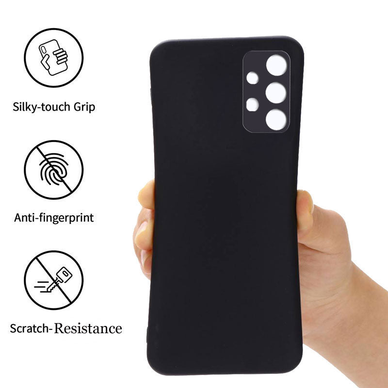 Liquid Silicone Back Cover Case For Samsung A72 With TPU & Matte Finish - Black