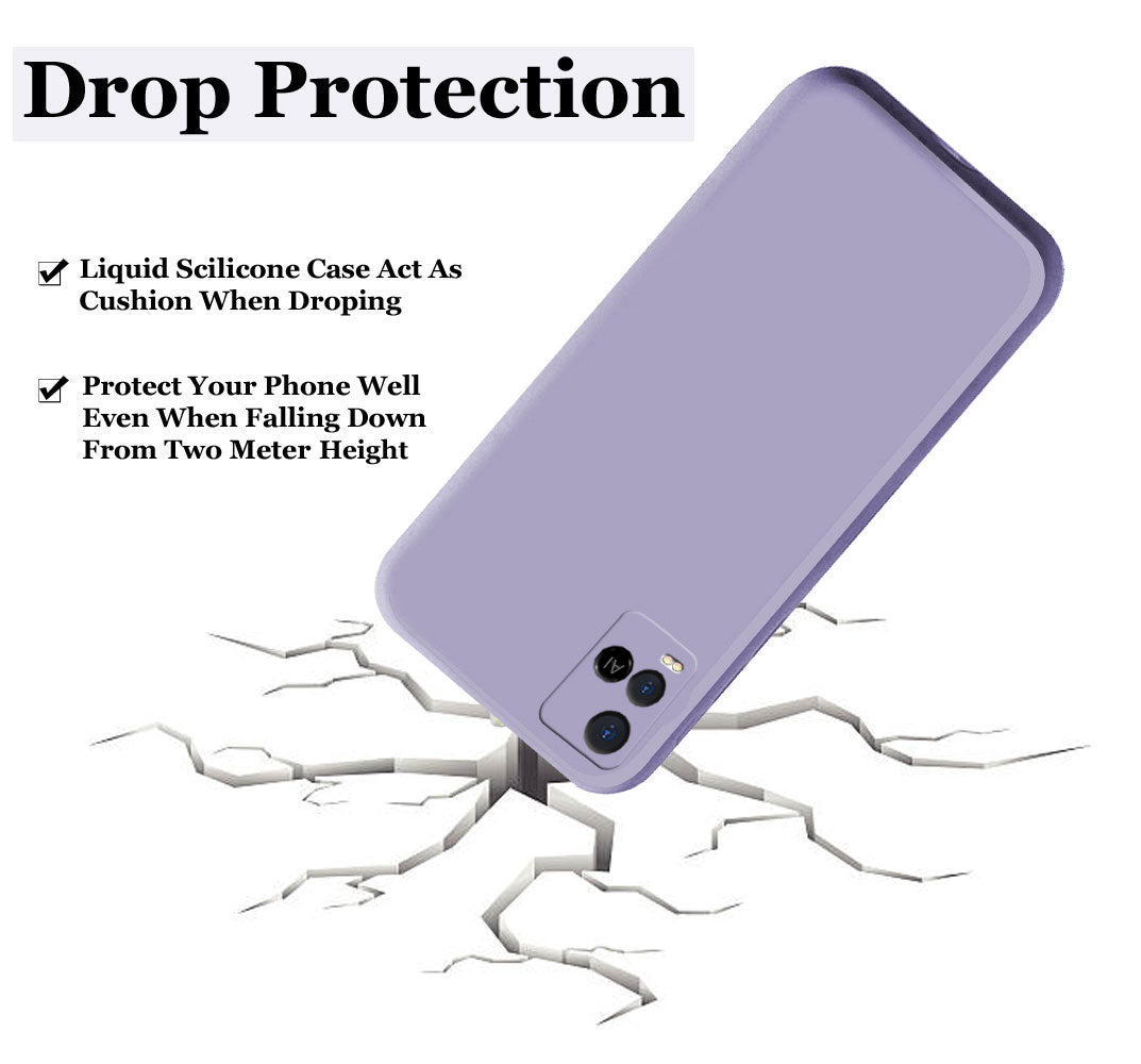 Vivo Y21 / Y33s Liquid Silicone Back Cover Case With TPU & Matte Finish - Purple