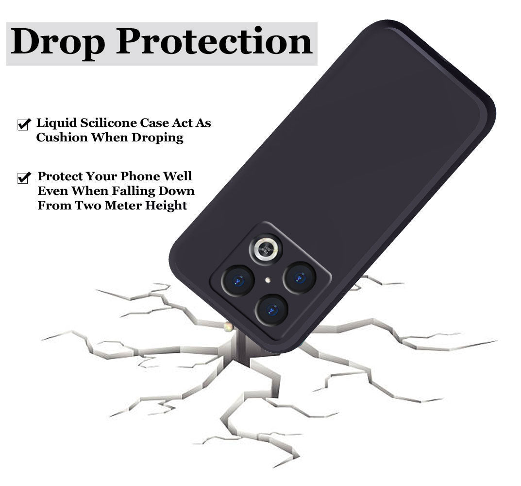 Oneplus 10 Pro Liquid Silicone Back Cover Case With TPU & Matte Finish - Black