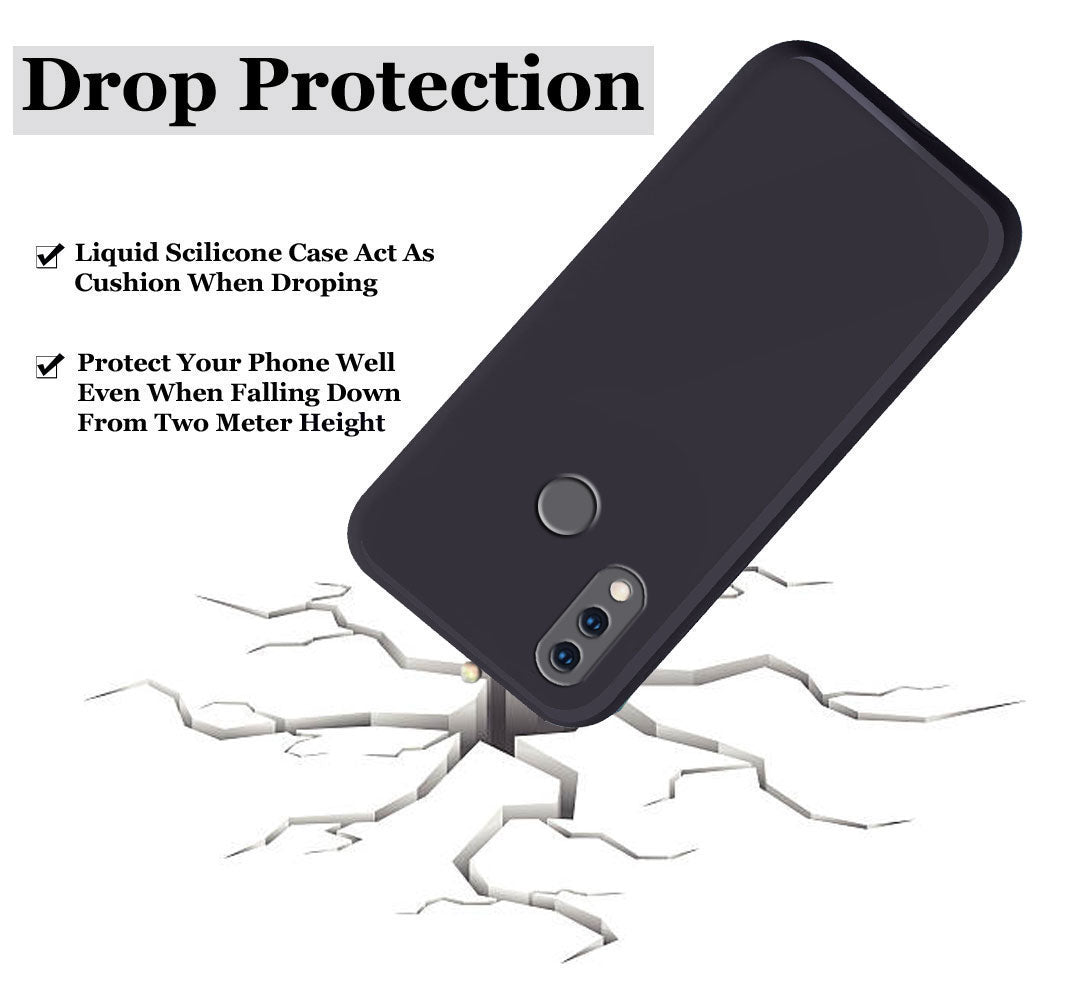 Redmi Note 7 Pro Liquid Silicone Back Cover Case With TPU & Matte Finish - Black