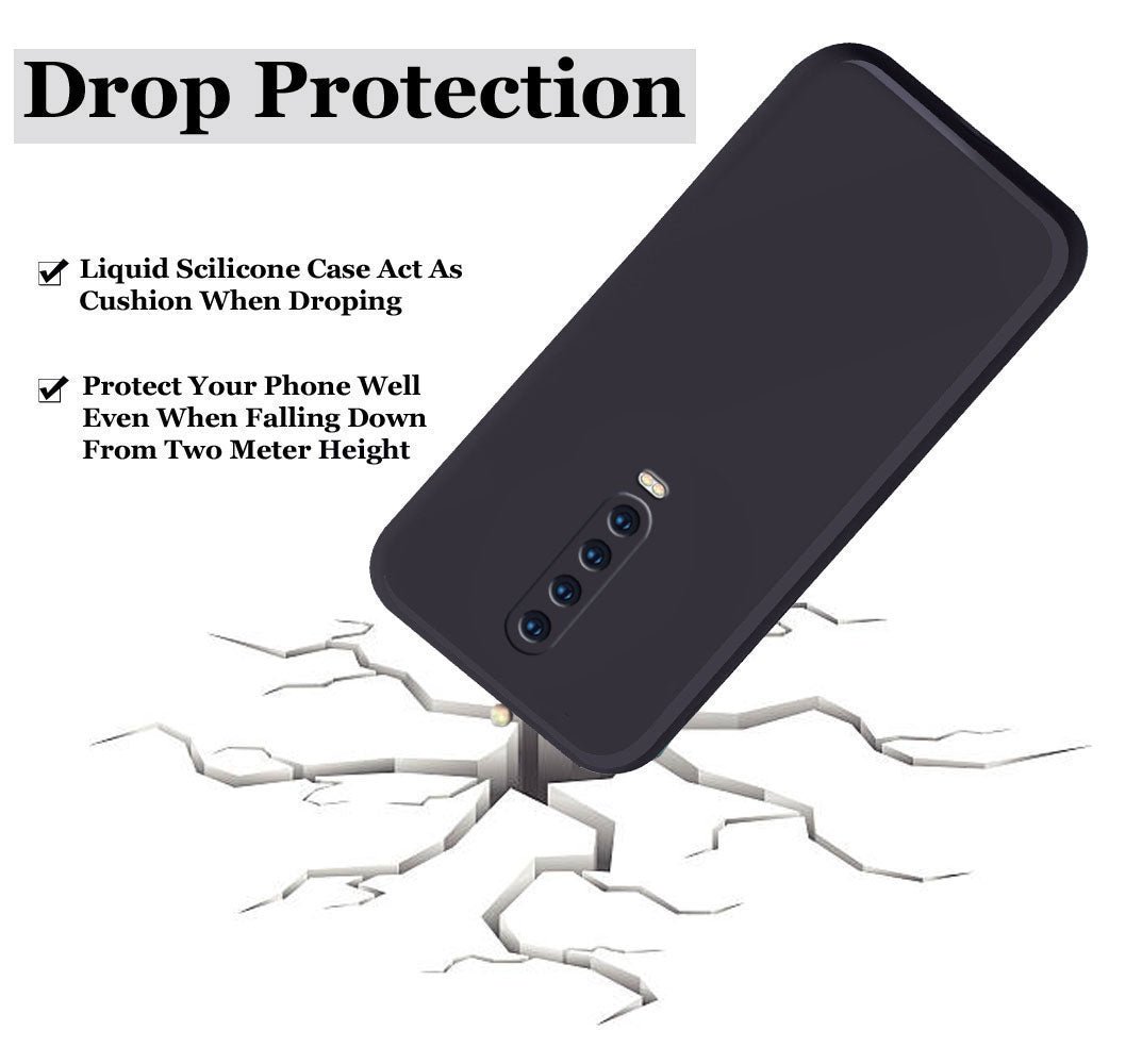 Poco X2 Liquid Silicone Back Cover Case With TPU & Matte Finish - Black