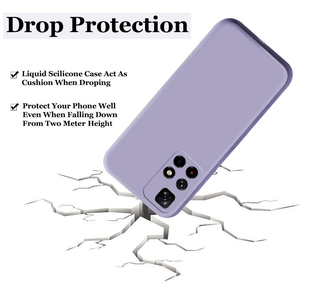 Liquid Silicone Back Cover Case With TPU & Matte Finish Mi Redmi Note 11T 5G /  Redmi Note 11T 5G - Purple