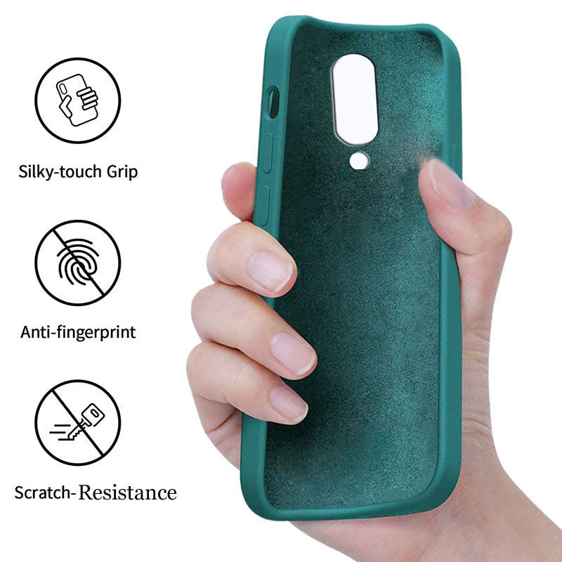 OnePlus 6t Liquid Silicone Back Cover Case With TPU & Matte Finish - Dark Green