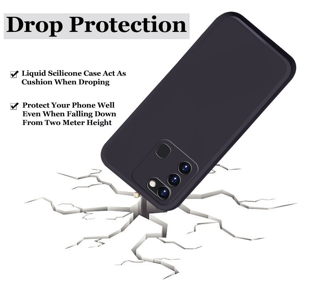 Tecno Spark Go Liquid Silicone Back Cover Case With TPU & Matte Finish - Black