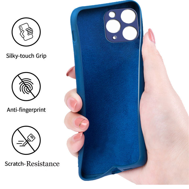 iPhone 11 Pro Liquid Silicone Back Cover Case With TPU & Matte Finish - Blue