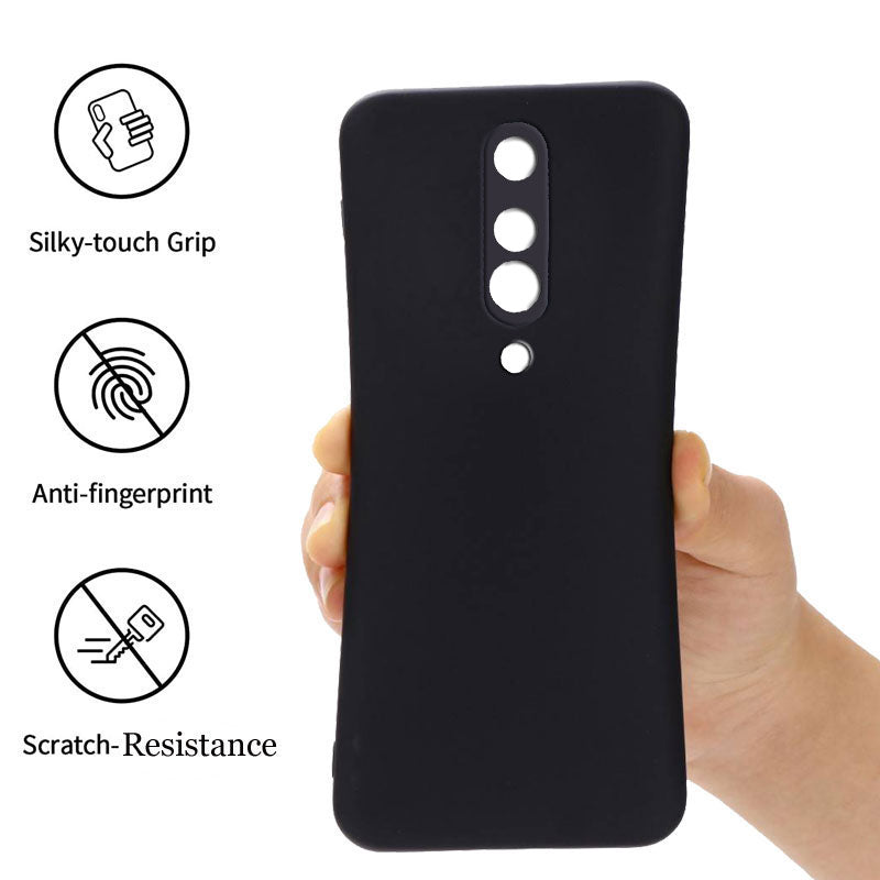 Oneplus 8 Liquid Silicone Back Cover Case With TPU & Matte Finish - Black