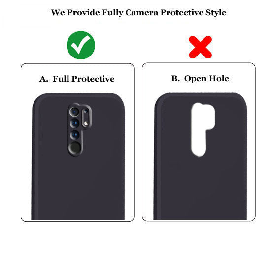 Redmi 9 Prime Liquid Silicone Back Cover Case With TPU & Matte Finish - Black