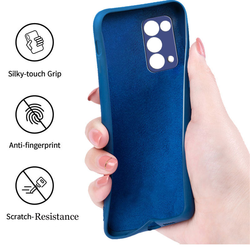 Reno 5 Pro Liquid Silicone Back Cover Case With TPU & Matte Finish - Blue