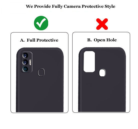 Tecno Spark 7 Liquid Silicone Back Cover Case With TPU & Matte Finish - Black