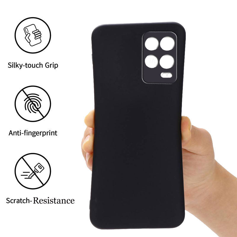 Realme 8 5G Liquid Silicone Back Cover Case With TPU & Matte Finish - Black
