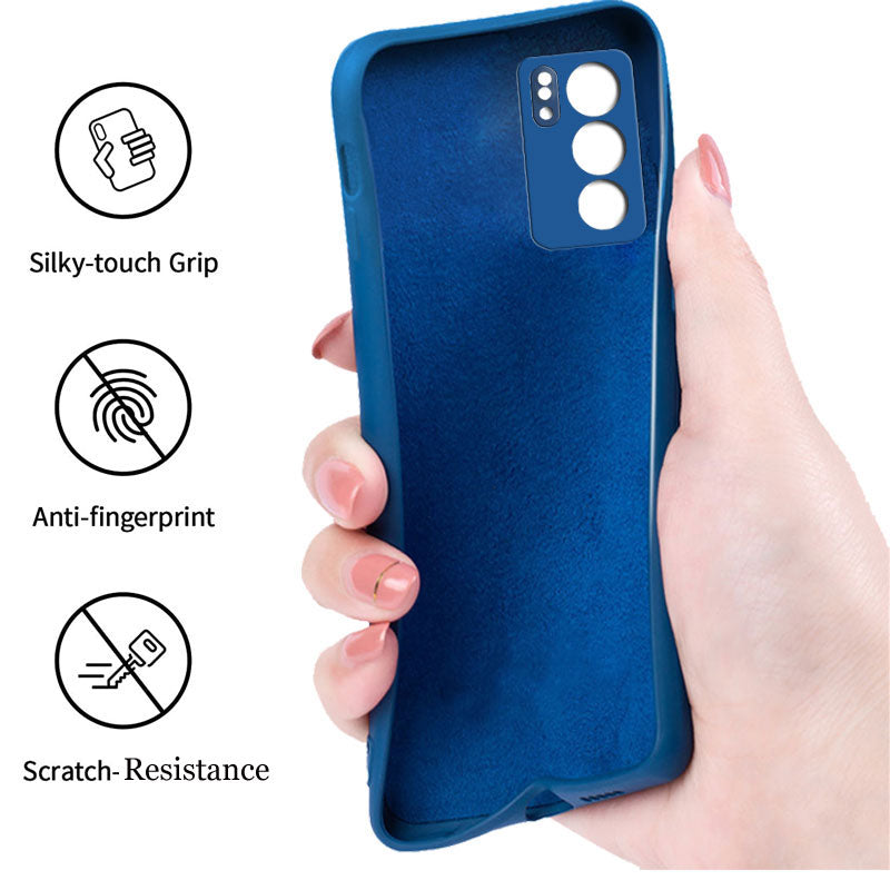 Reno 6 Liquid Silicone Back Cover Case With TPU & Matte Finish - Blue