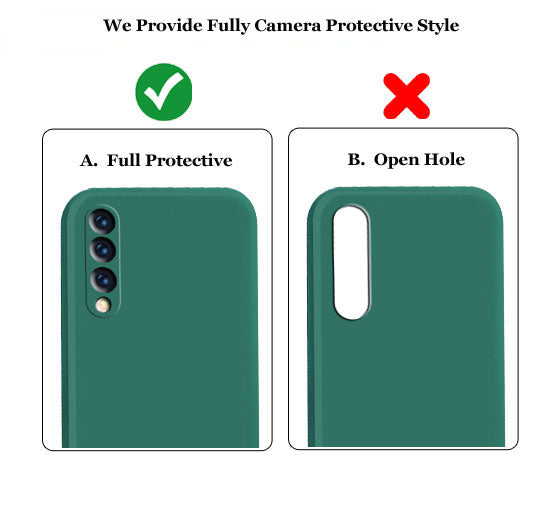 Samsung A50 Liquid Silicone Back Cover Case With TPU & Matte Finish - Dark Green