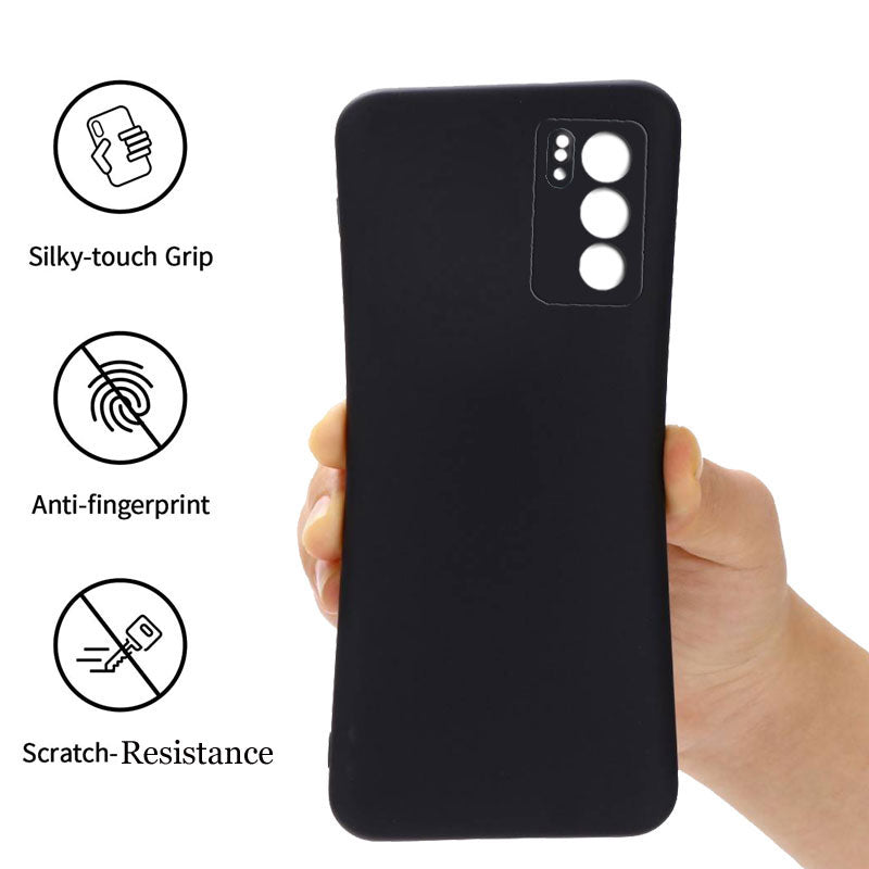 Reno 6 Pro Liquid Silicone Back Cover Case With TPU & Matte Finish - Black