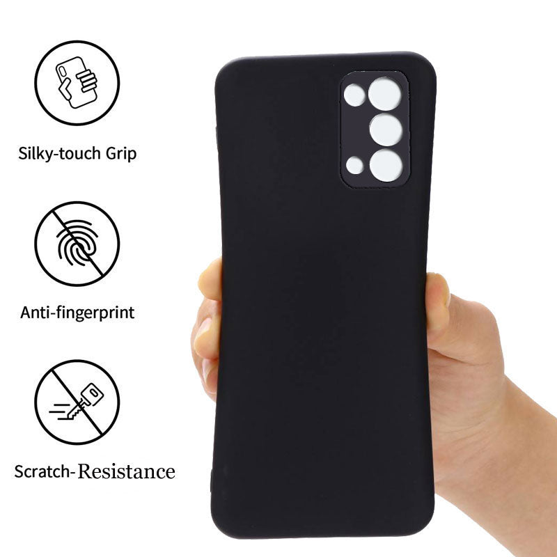 Reno 5 Pro Liquid Silicone Back Cover Case With TPU & Matte Finish - Black