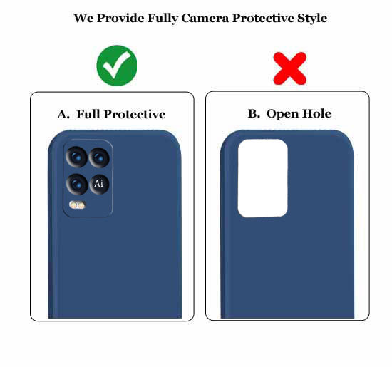 Oppo A54 Liquid Silicone Back Cover Case With TPU & Matte Finish - Blue