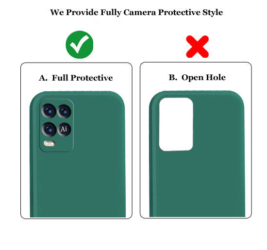 Oppo A54 Liquid Silicone Back Cover Case With TPU & Matte Finish - Dark Green