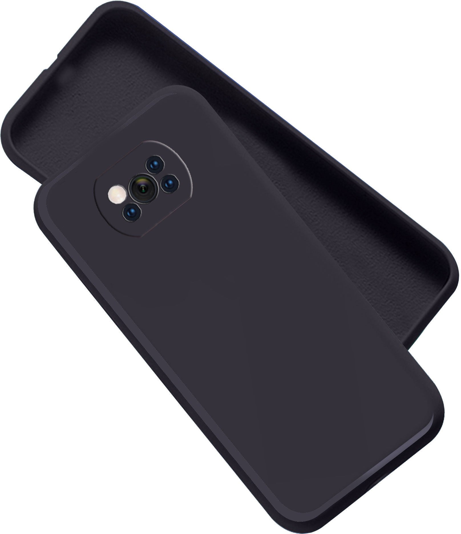 Poco X3/ Poco X3 Pro Liquid Silicone Back Cover Case With TPU & Matte Finish - Black