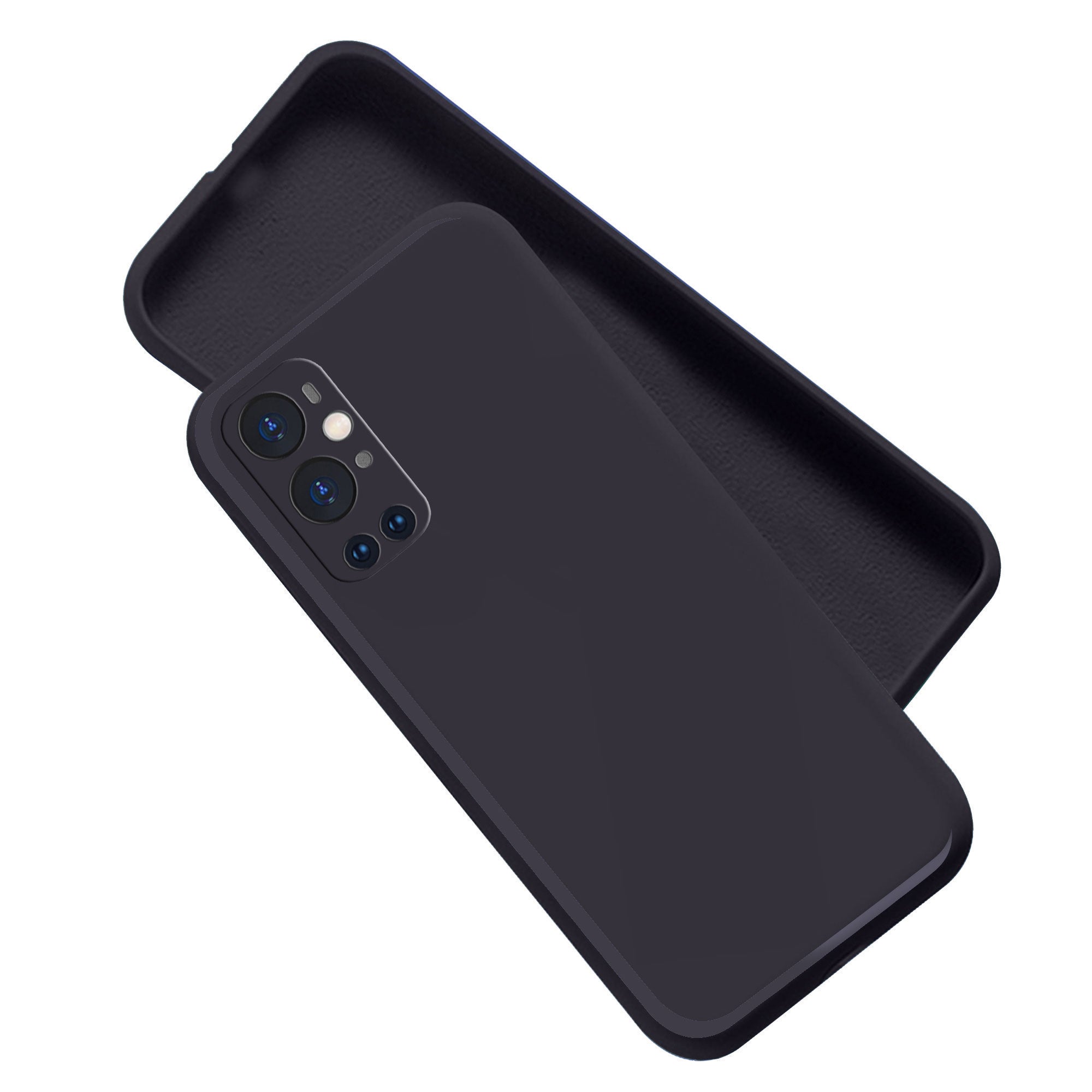 Oneplus 9 Pro Liquid Silicone Back Cover Case With TPU & Matte Finish - Black