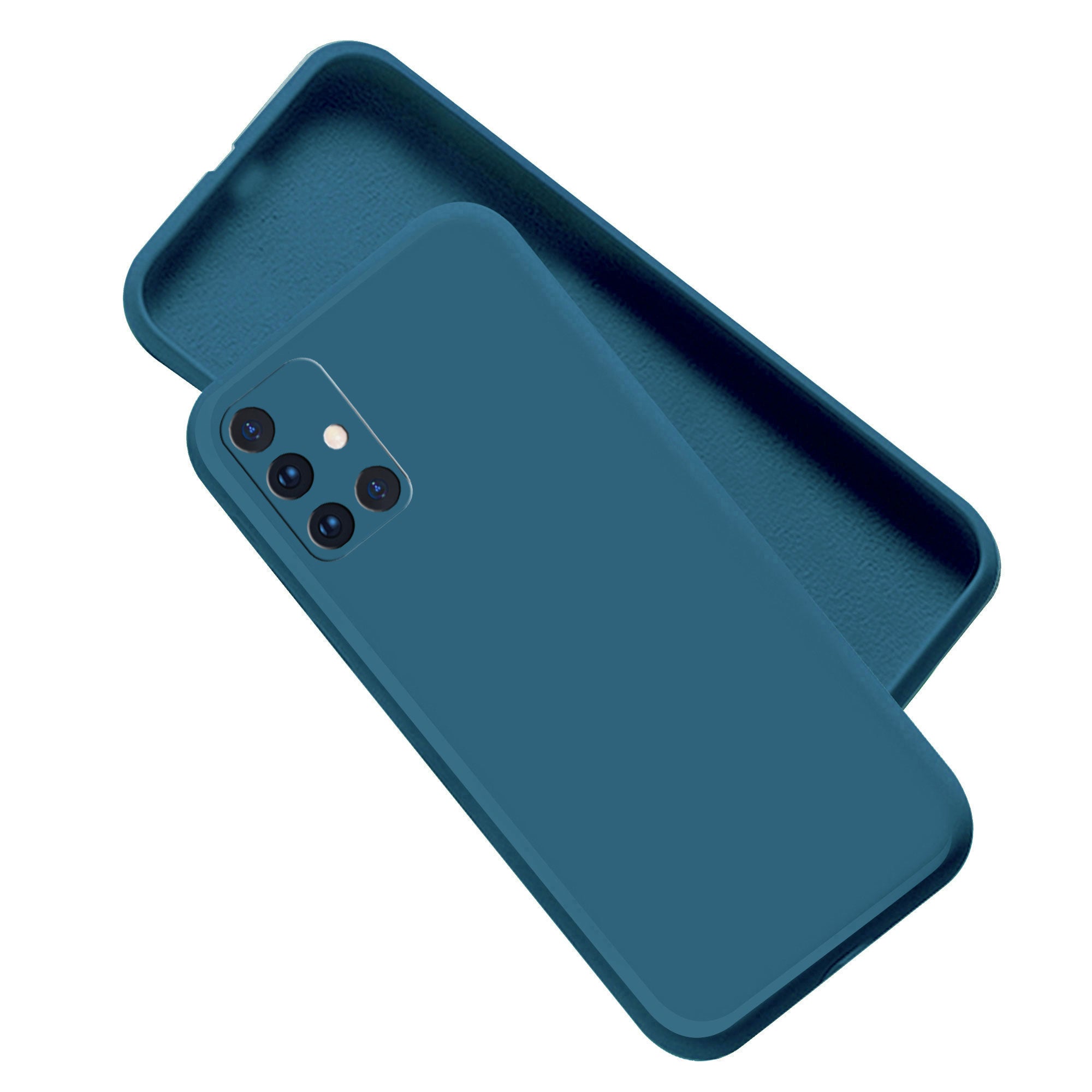 Samsung M51 Liquid Silicone Back Cover Case With TPU & Matte Finish - Blue