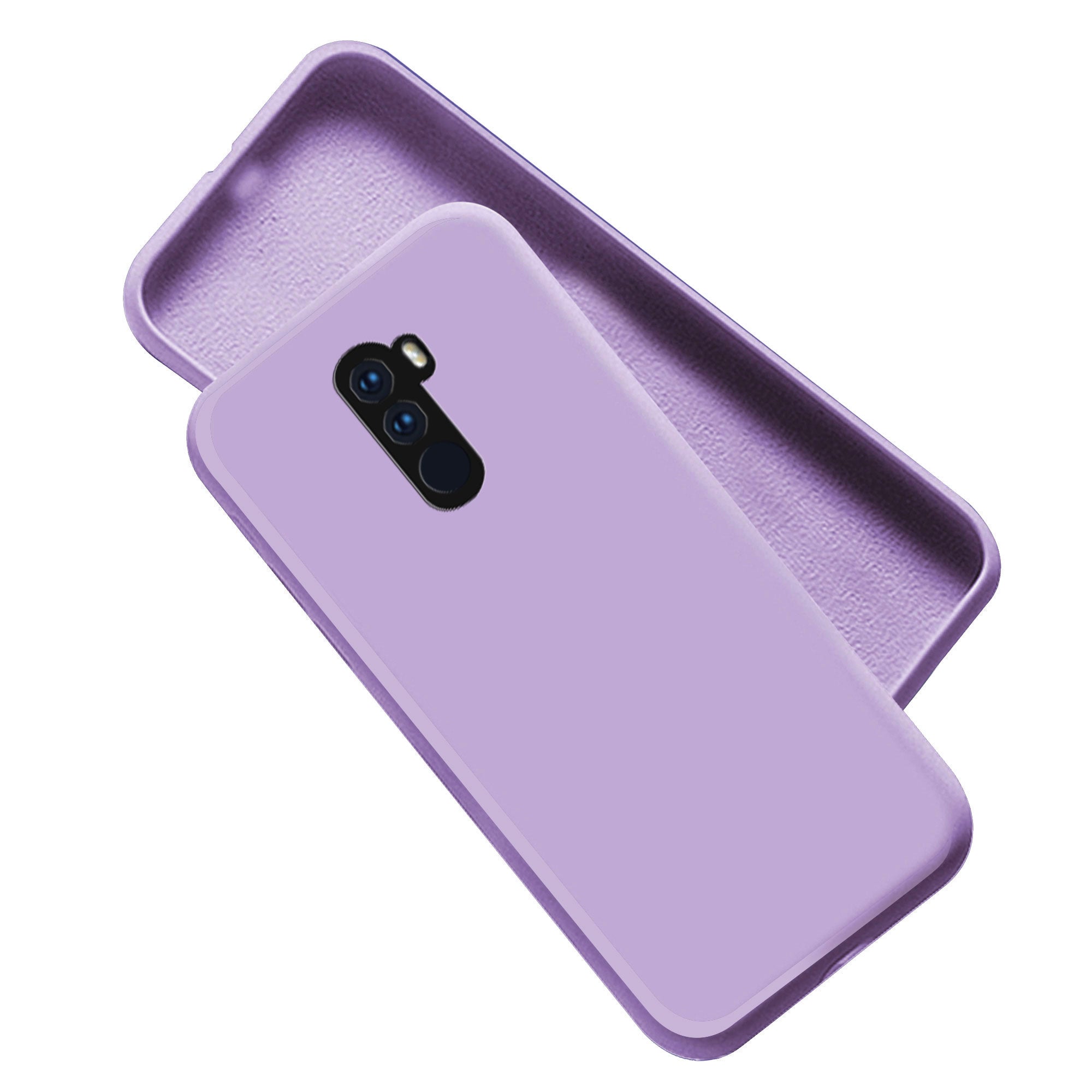 Poco F1 Liquid Silicone Back Cover Case With TPU & Matte Finish - Purple