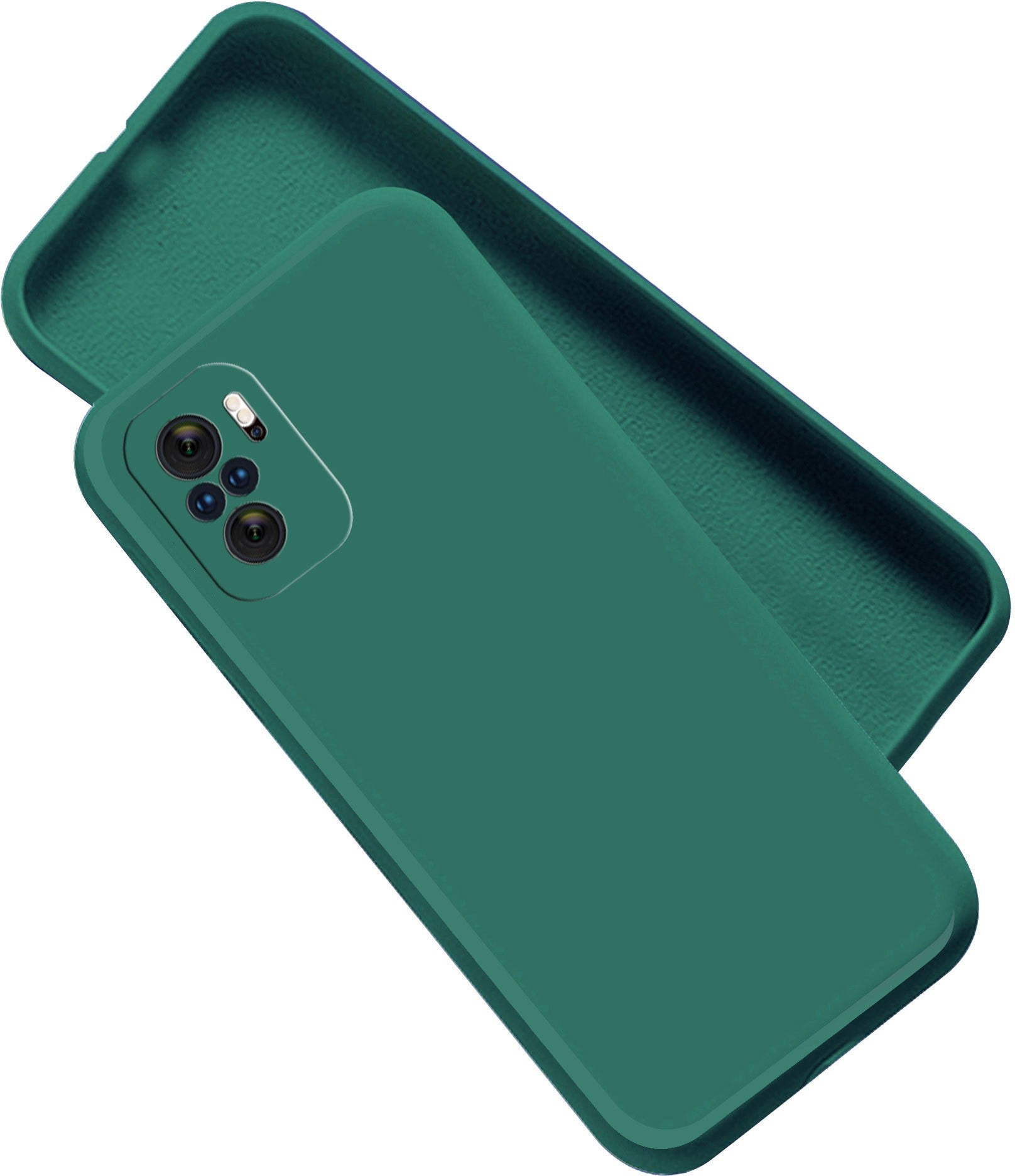 Redmi Note 10 4G / 10S  Liquid Silicone Back Cover Case With TPU & Matte Finish - Dark Green