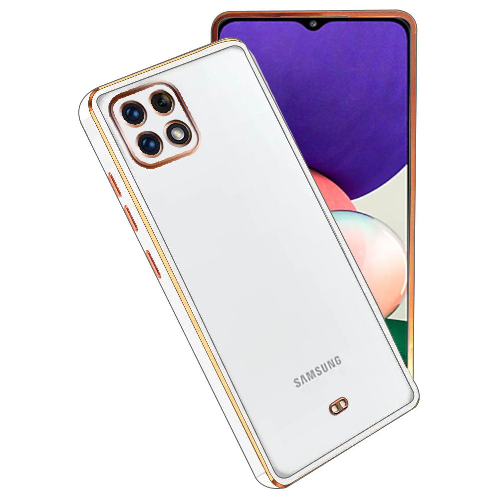 Electro Silicone Series Back cover Case For Samsung Galaxy A22 5G / Samsung Galaxy F42 5G - White