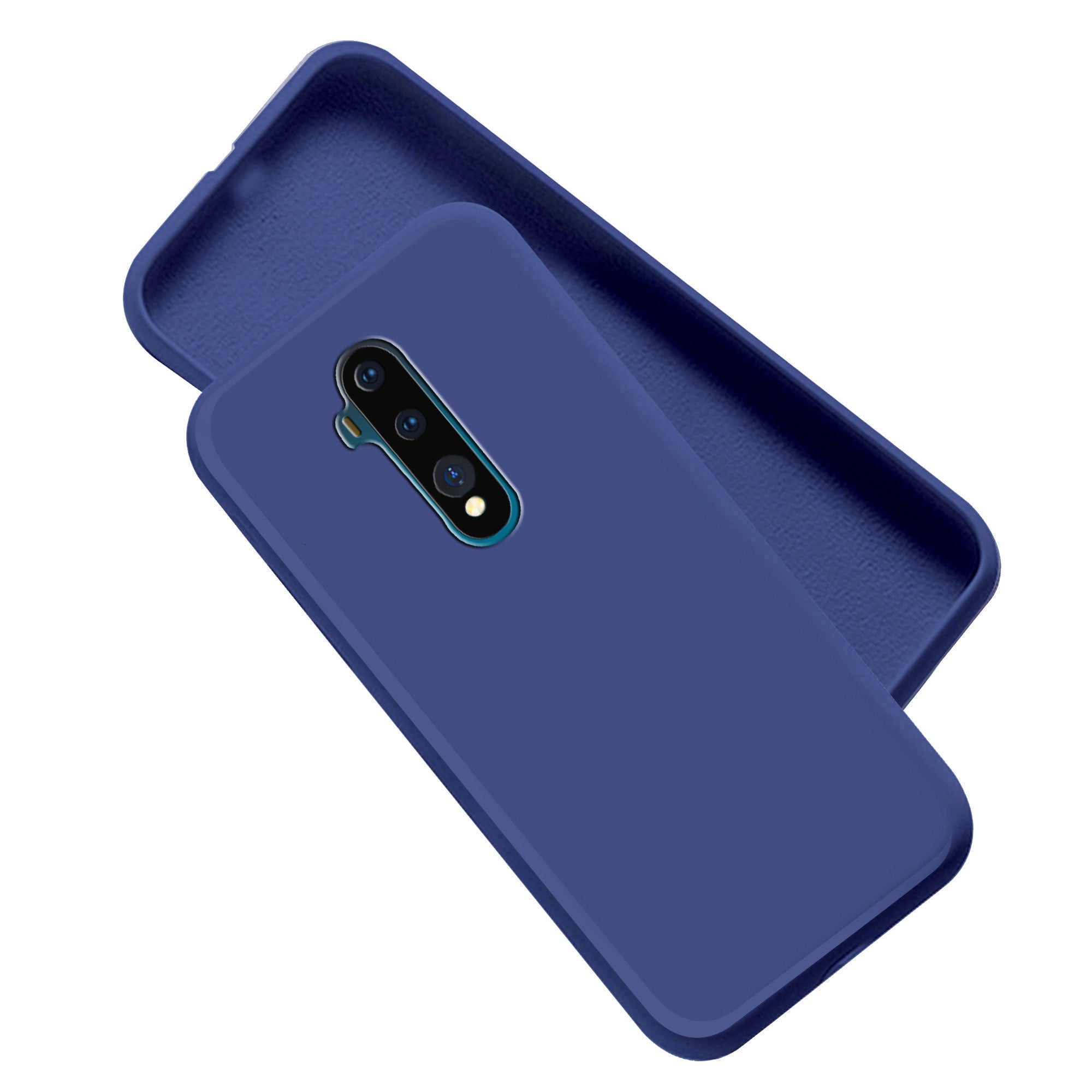OnePlus 7T Pro Liquid Silicone Back Cover Case With TPU & Matte Finish - Blue