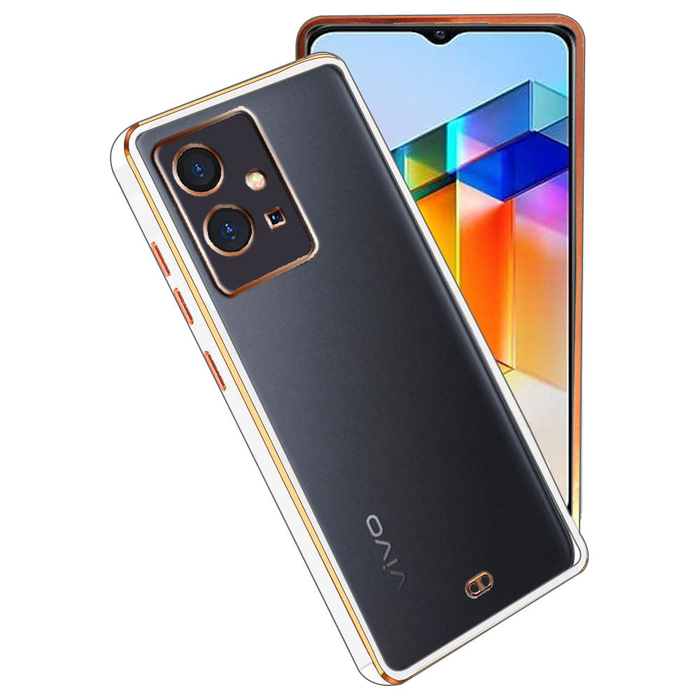 Electro Silicone Series Back cover Case For Vivo T1 5G / Vivo Y75 5G / iQOO Z6 5G - White