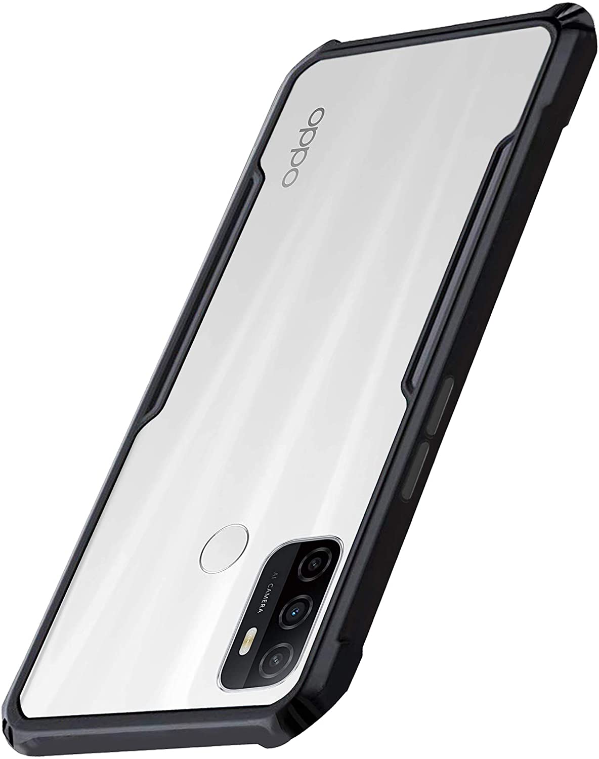 Oppo A53 ShockProof Transparent Silicone Back cover - Black