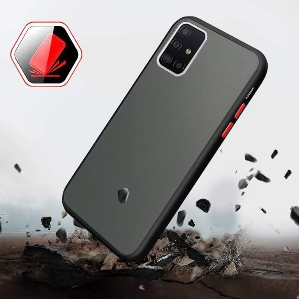 Samsung M51 Smoke  silicone Frosted Back cover case- Black