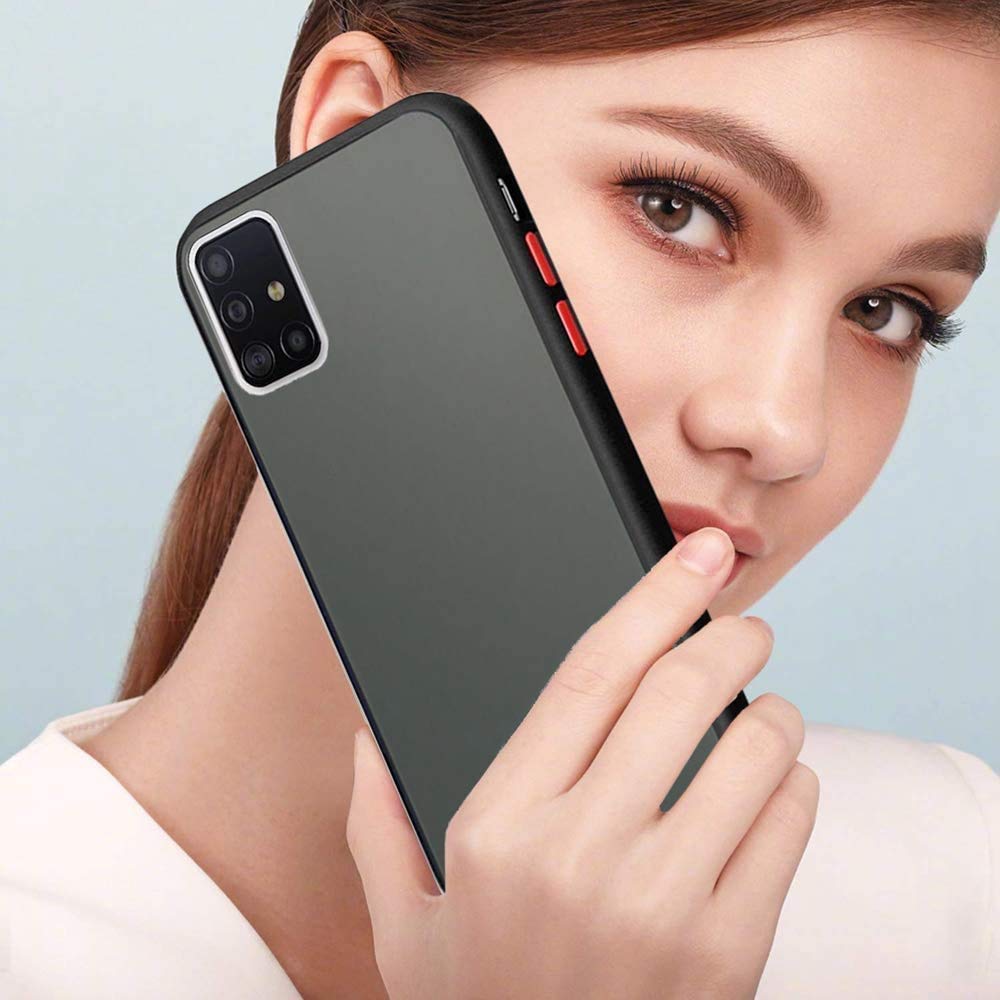 Samsung M51 Smoke  silicone Frosted Back cover case- Black