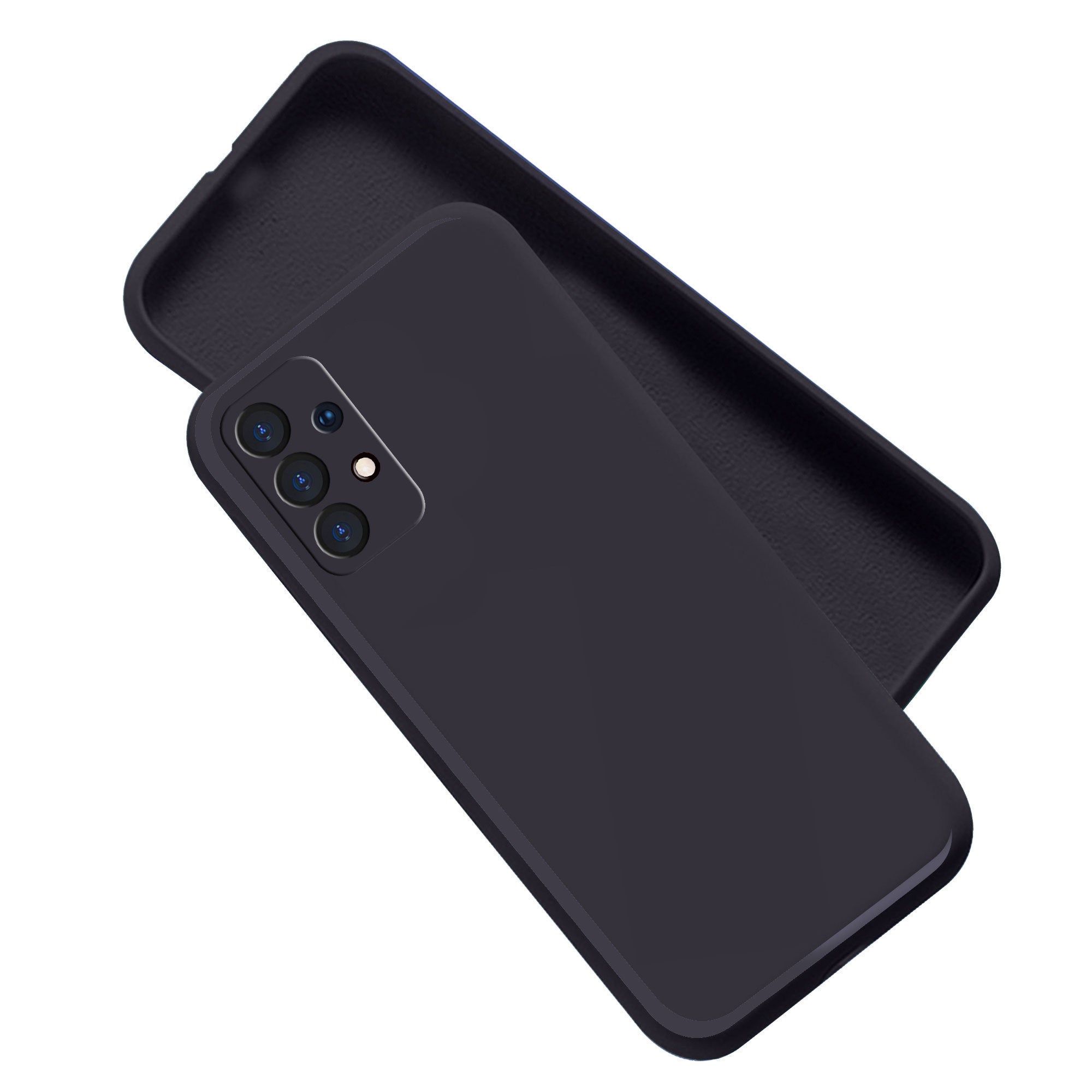 Liquid Silicone Back Cover Case For Samsung A72 With TPU & Matte Finish - Black